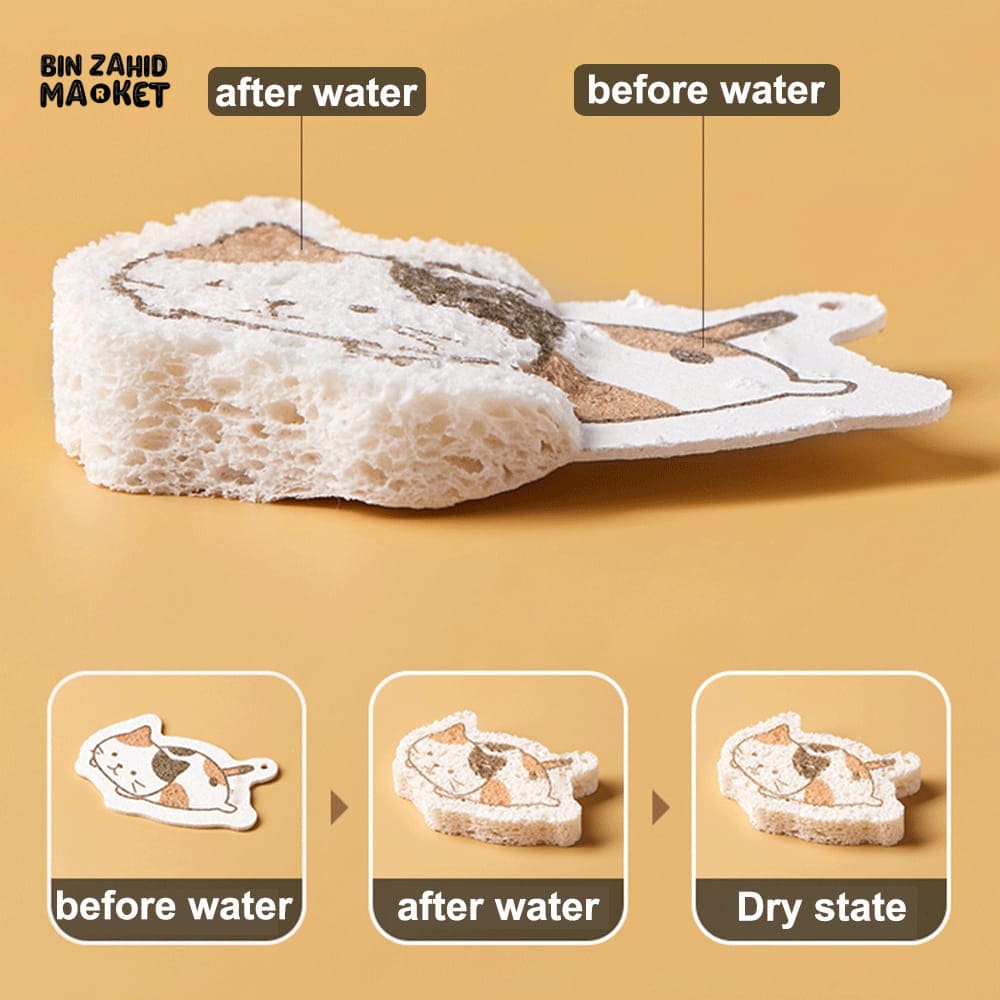 CARTOON WOOD PULP CLEANING SPONGE