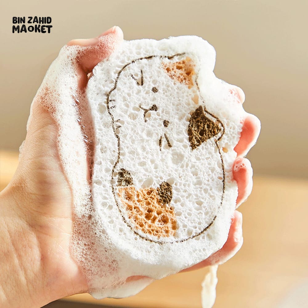CARTOON WOOD PULP CLEANING SPONGE