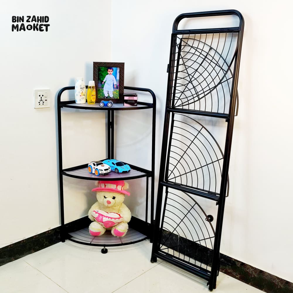 FOLDABLE CORNER SHELF WITH TRIPOD BASE