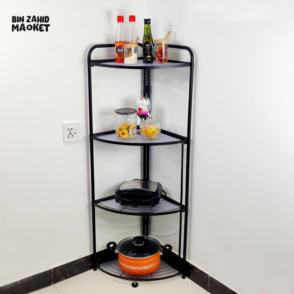 FOLDABLE CORNER SHELF WITH TRIPOD BASE 4 Layer