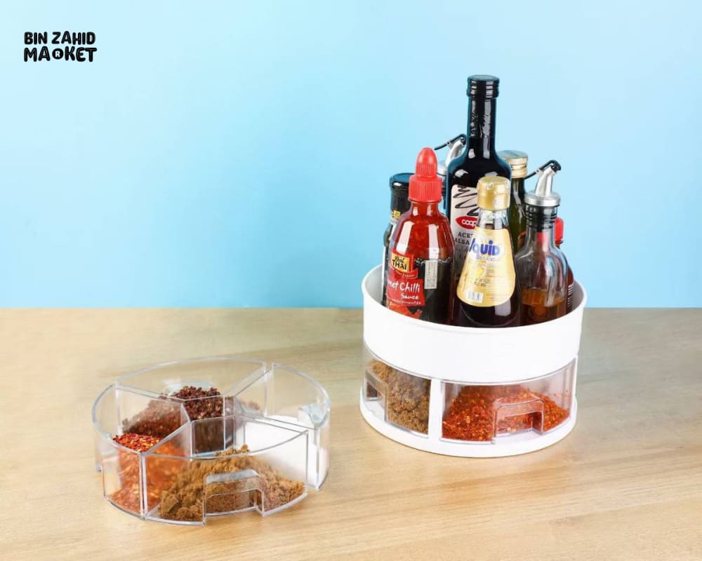 360° ROTATING KITCHEN STORAGE RACK – EASY ACCESS SPACE-SAVING PERFECT FOR SPICES & SAUCES