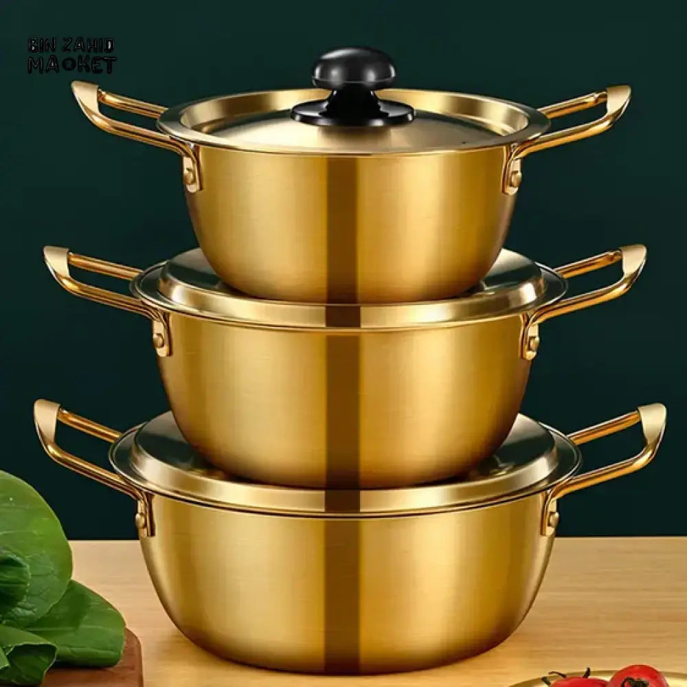 STAINLESS STEEL INSTANT NOODLE POT WITH LID NON-STICK SOUP SAUCEPAN COOKWARE