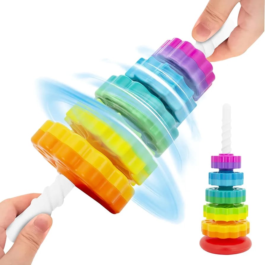 RAINBOW SPIN & STACK RING TOWER TOY