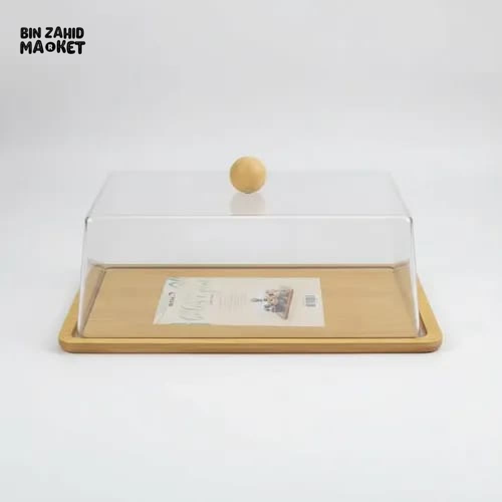 ACRYLIC CAKE & DESSERT DISPLAY COVER WITH BAMBOO TRAY