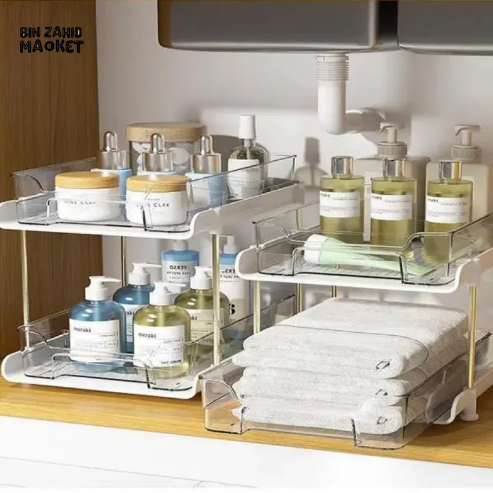 ACRYLIC CLEAR PULL-OUT STORAGE ORGANIZER COSMETIC & FOOD STORAGE - 3 TIER