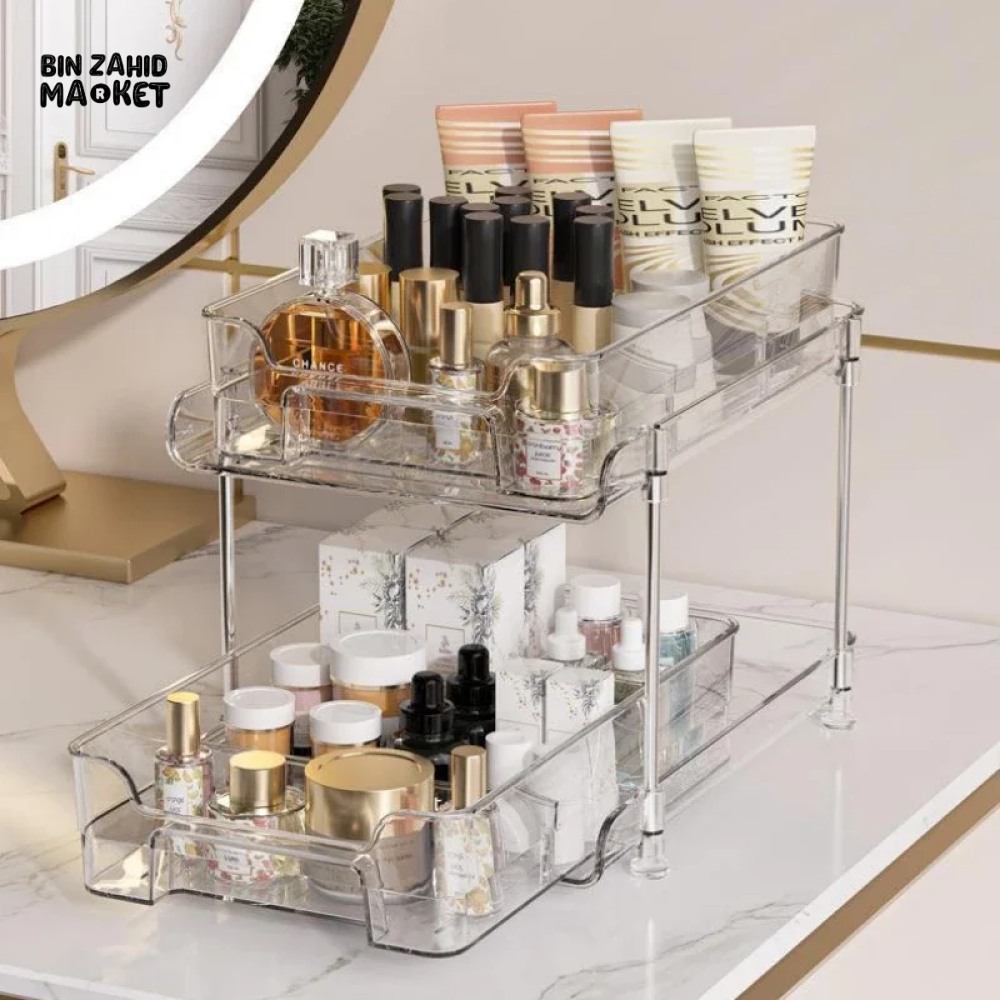 ACRYLIC CLEAR PULL-OUT STORAGE ORGANIZER COSMETIC & FOOD STORAGE - 3 TIER
