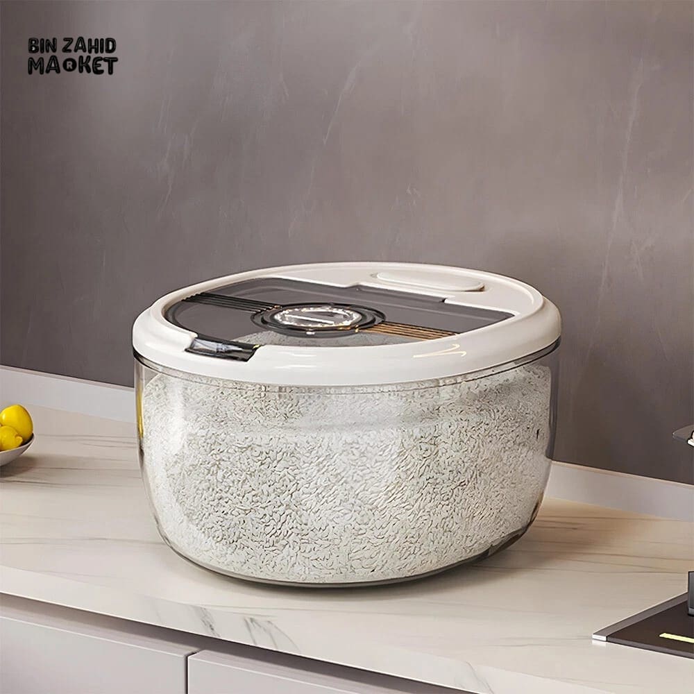 ACRYLIC RICE STORAGE BOX – TRANSPARENT KITCHEN CONTAINER WITH LID 5KG