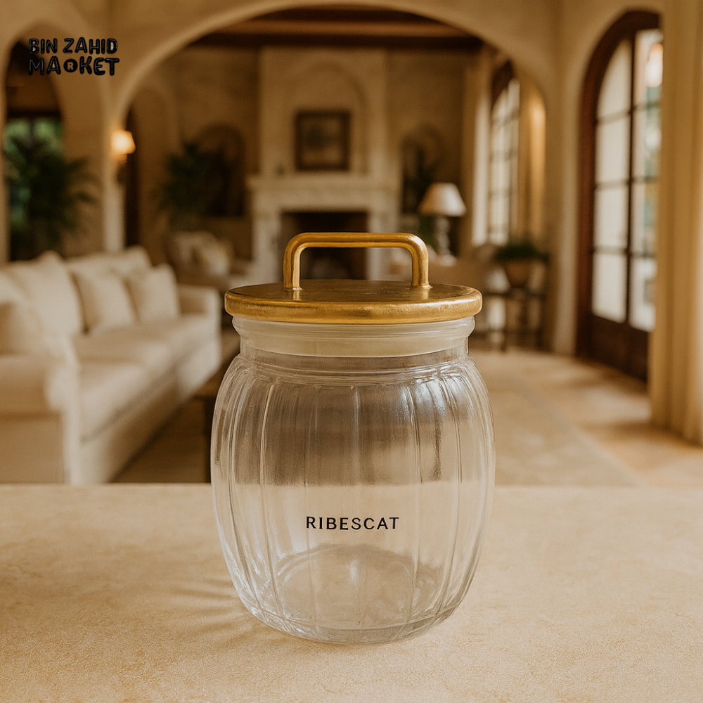 ACRYLIC STORAGE JAR WITH GOLDEN LID 1000ML - SB2043(FA0007G)