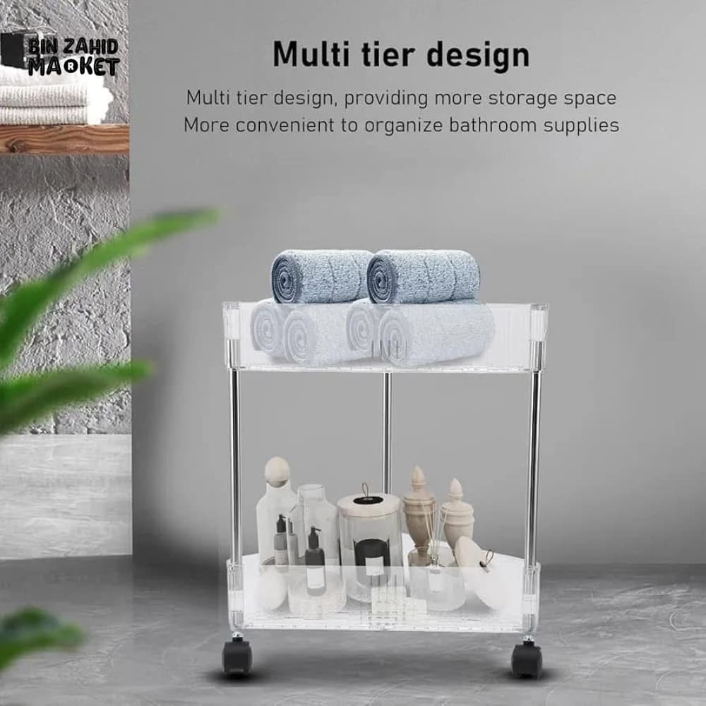 ACRYLIC TRIANGLE CORNER TROLLEY – SPACE-SAVING BATHROOM & KITCHEN ORGANIZER