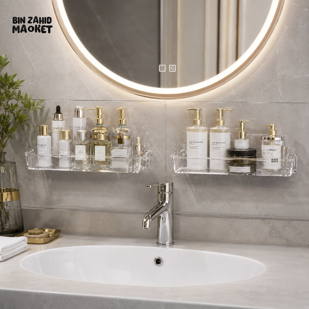 ACRYLIC WALL MOUNT BATHROOM SHELF