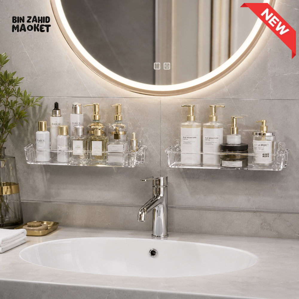 ACRYLIC WALL MOUNT BATHROOM SHELF