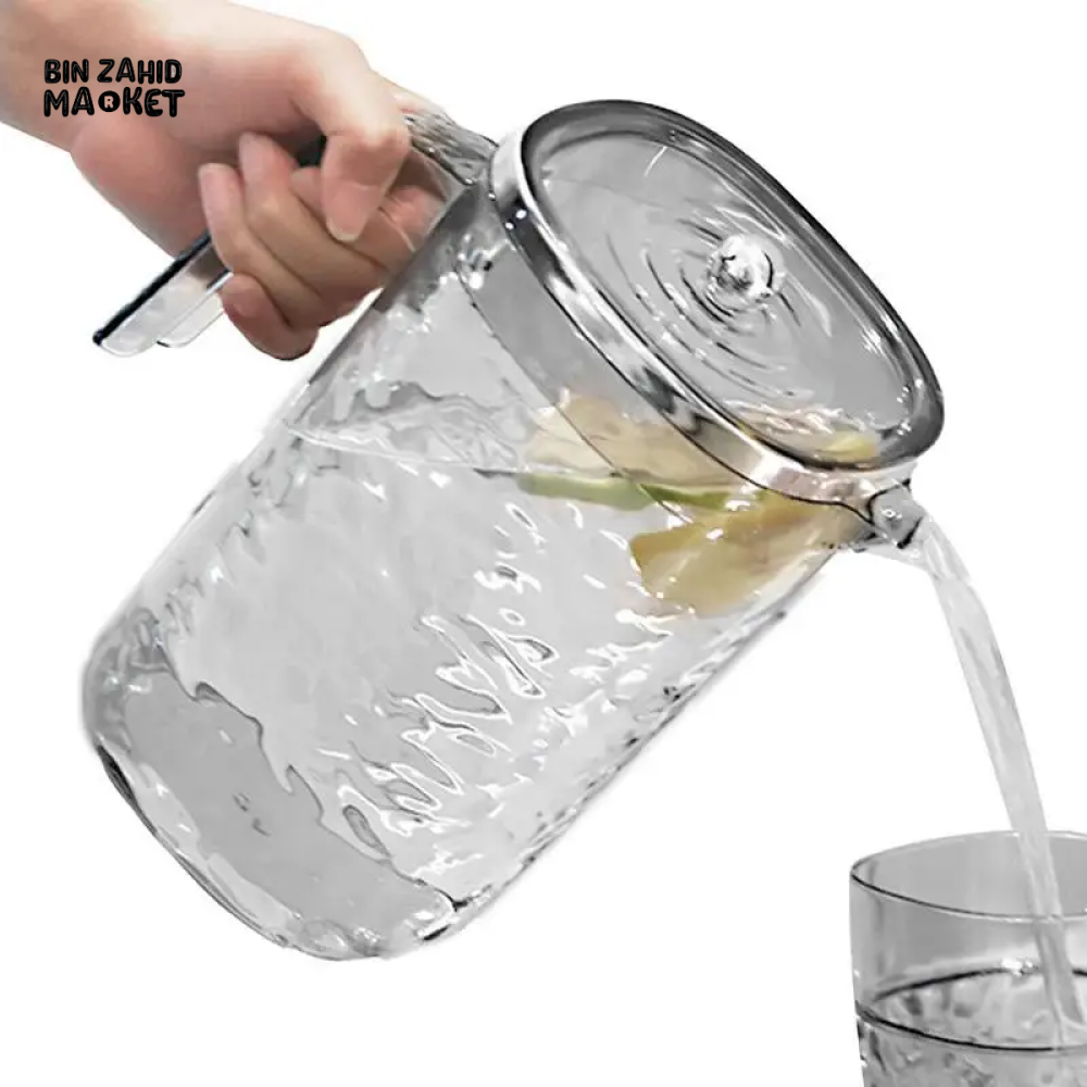 ACRYLIC WATER PITCHER WITH LID – THICKENED HEAT-RESISTANT CARAFE FOR HOT & COLD JUICE MILK AND BEVERAGES