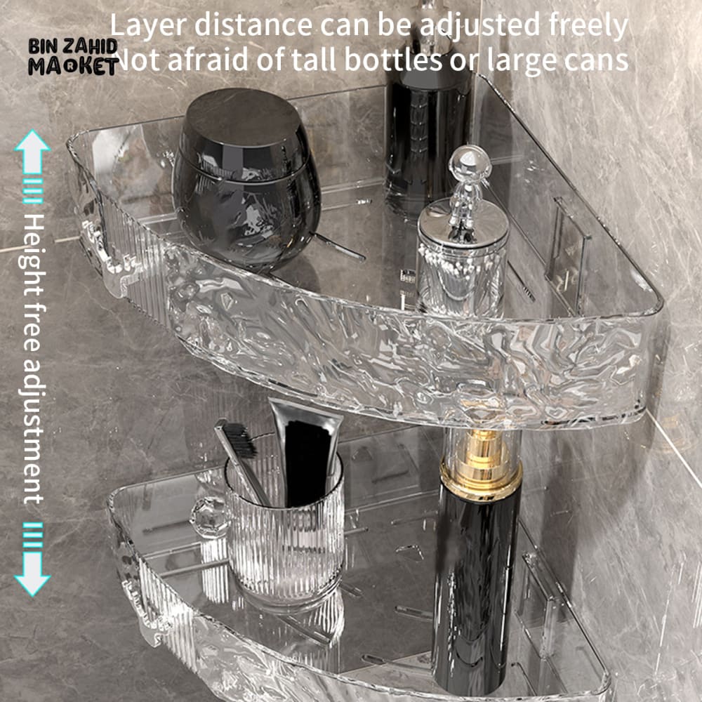 ACRYLIC WATERPROOF BATHROOM SHELF – NO DRILLING SHOWER CADDY RUST-PROOF STORAGE RACK FOR BATHROOM ACCESSORIES
