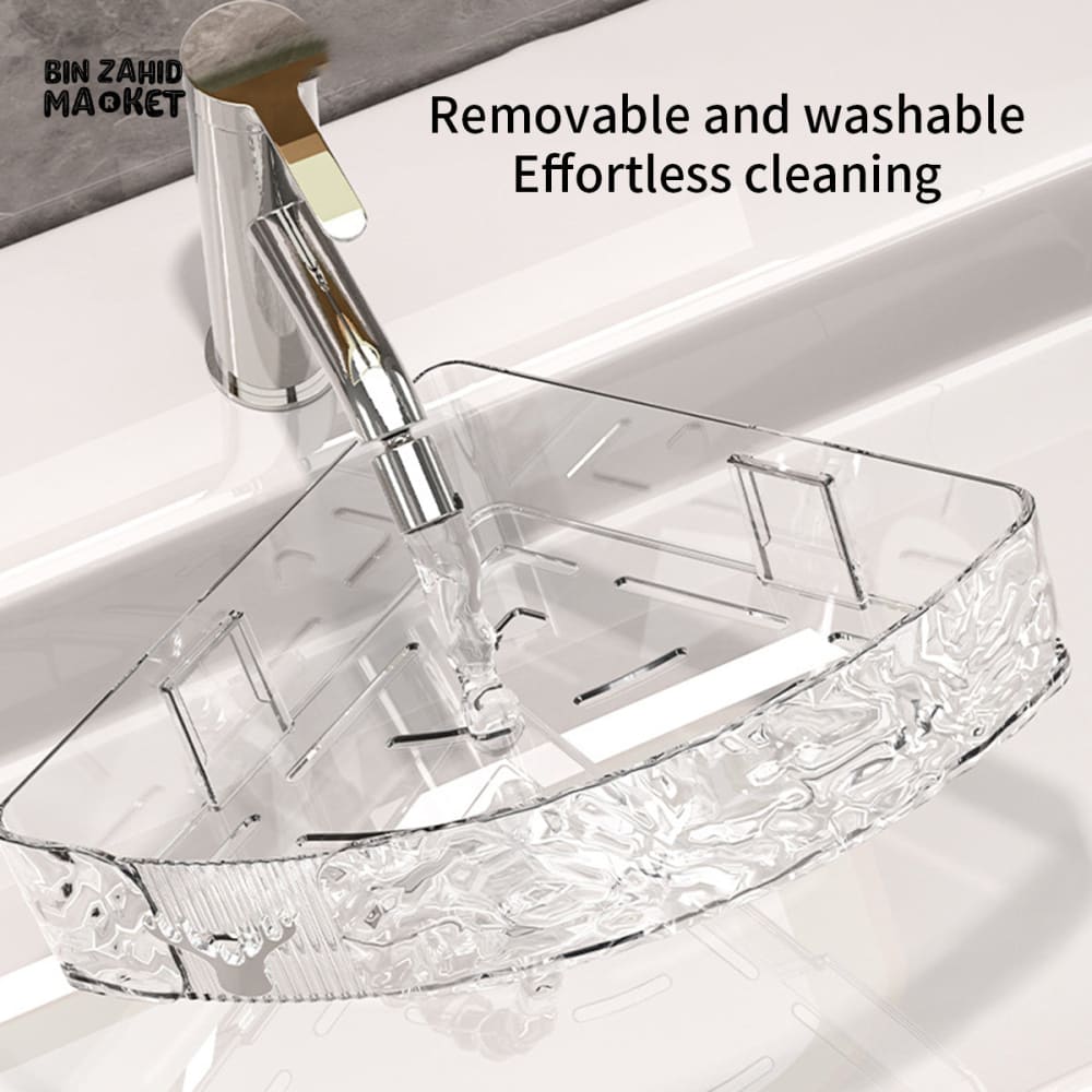 ACRYLIC WATERPROOF BATHROOM SHELF – NO DRILLING SHOWER CADDY RUST-PROOF STORAGE RACK FOR BATHROOM ACCESSORIES