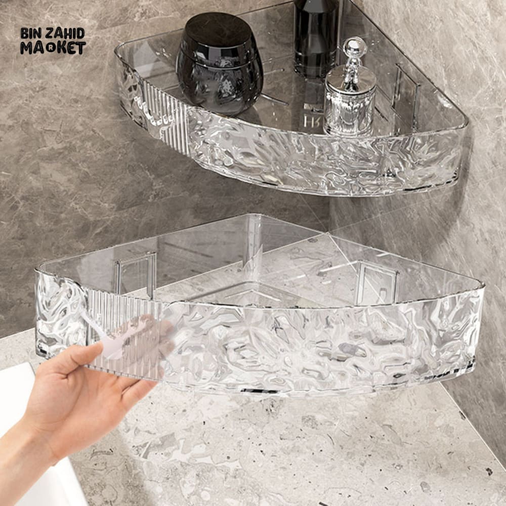 ACRYLIC WATERPROOF BATHROOM SHELF – NO DRILLING SHOWER CADDY RUST-PROOF STORAGE RACK FOR BATHROOM ACCESSORIES