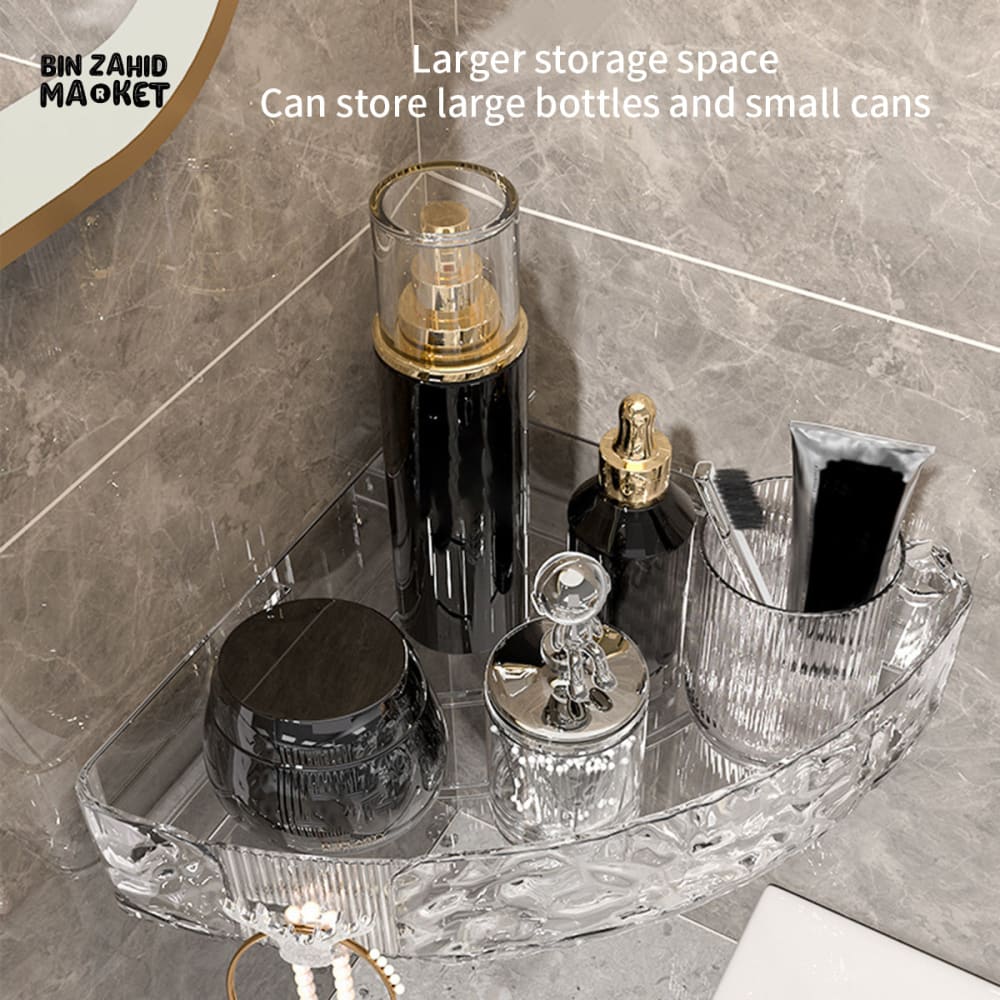 ACRYLIC WATERPROOF BATHROOM SHELF – NO DRILLING SHOWER CADDY RUST-PROOF STORAGE RACK FOR BATHROOM ACCESSORIES