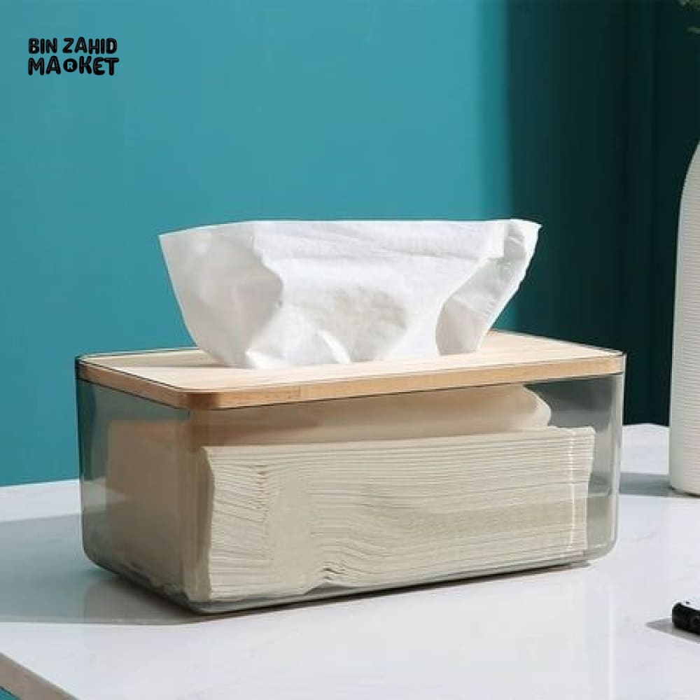 ACRYLIC WOODEN TOP TISSUE BOX