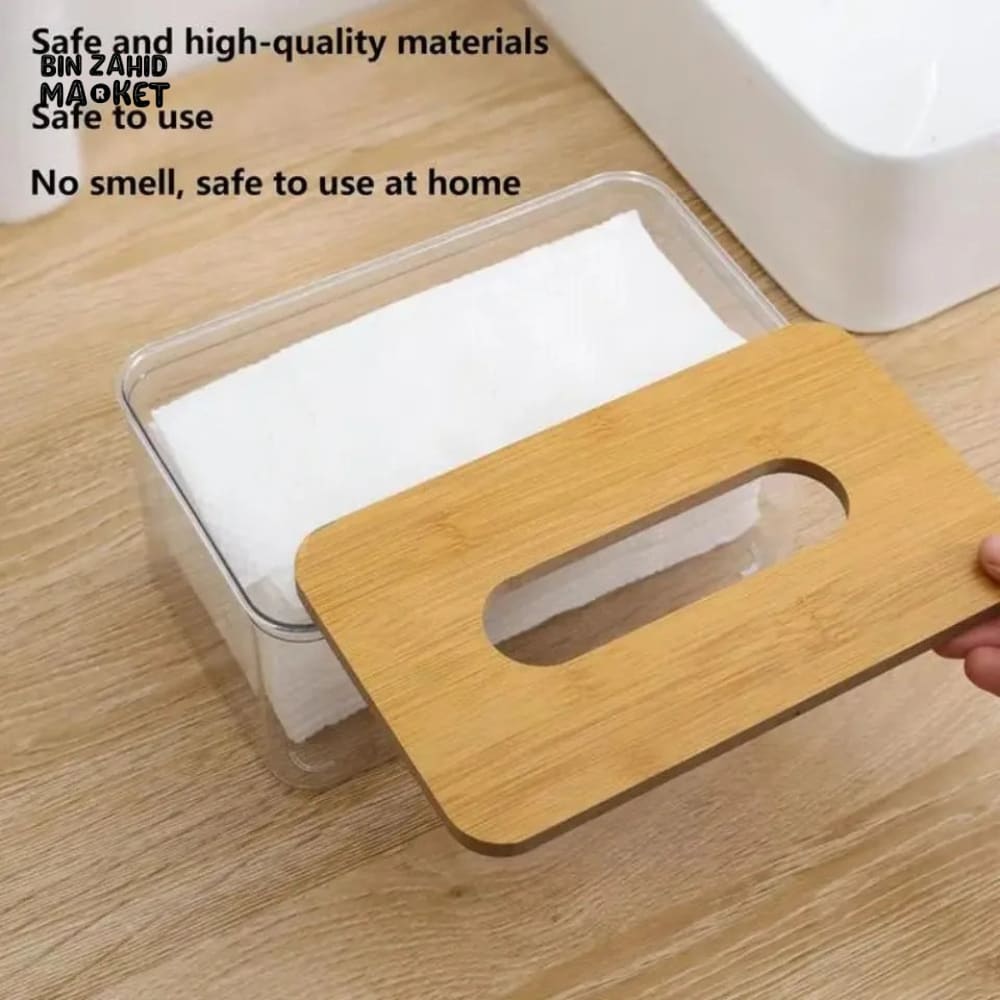ACRYLIC WOODEN TOP TISSUE BOX