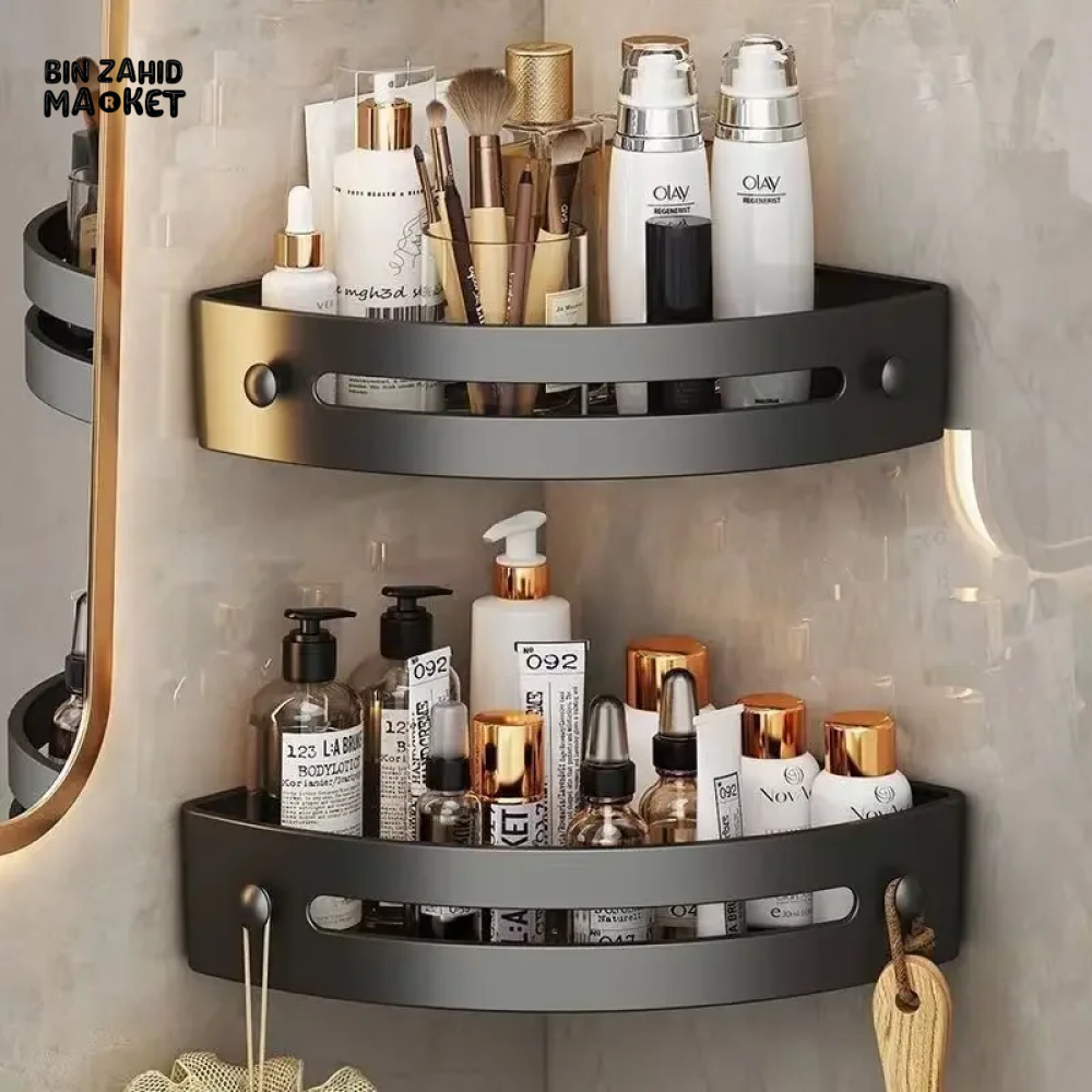ADHESIVE BATHROOM SHAMPOO HOLDER SHOWER CADDY TOWEL STORAGE SHELVES