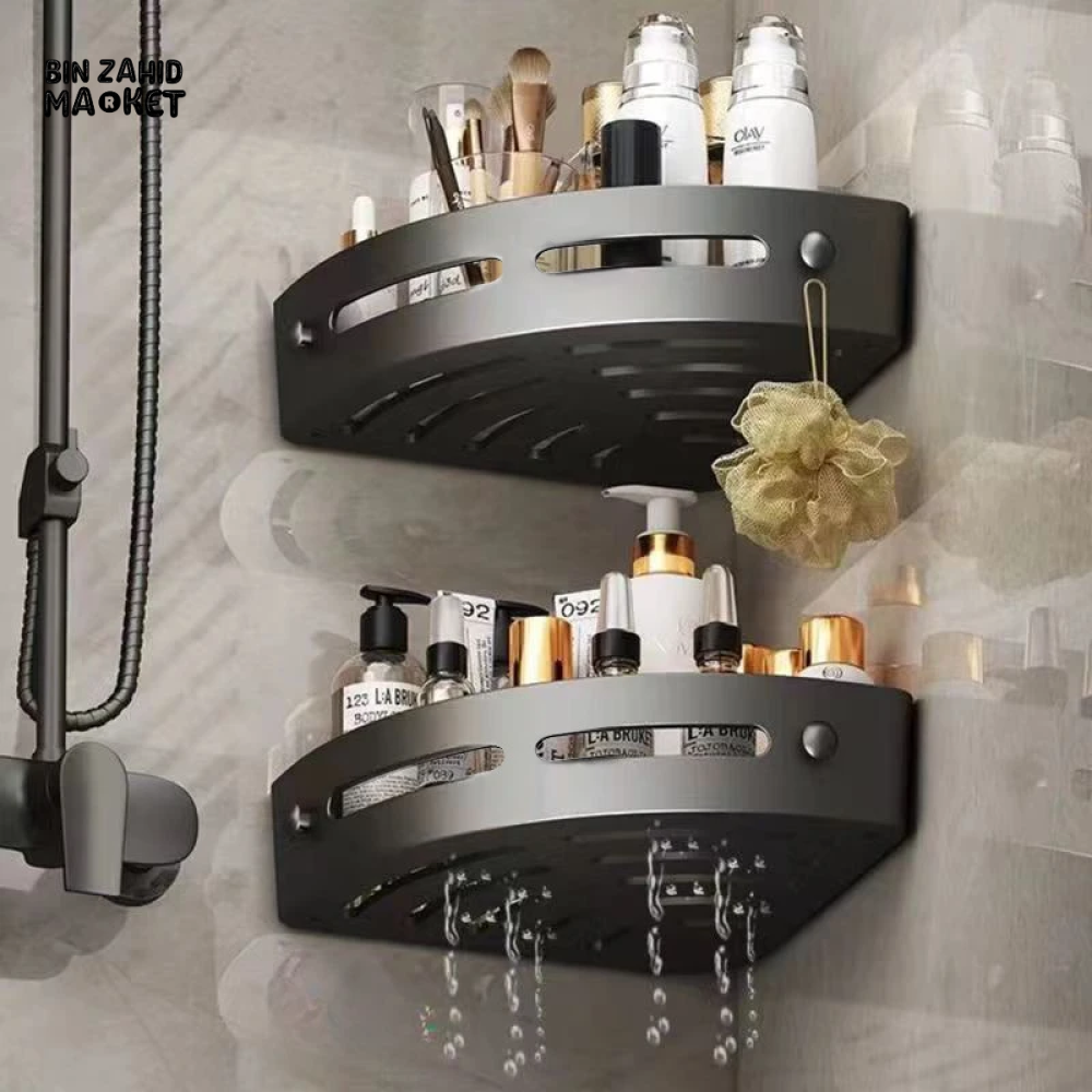 ADHESIVE BATHROOM SHAMPOO HOLDER SHOWER CADDY TOWEL STORAGE SHELVES