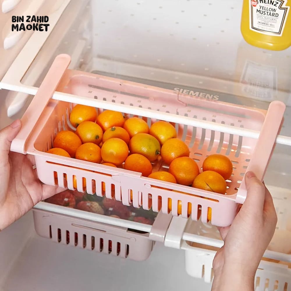 ADJUSTABLE FRIDGE STORAGE BASKET
