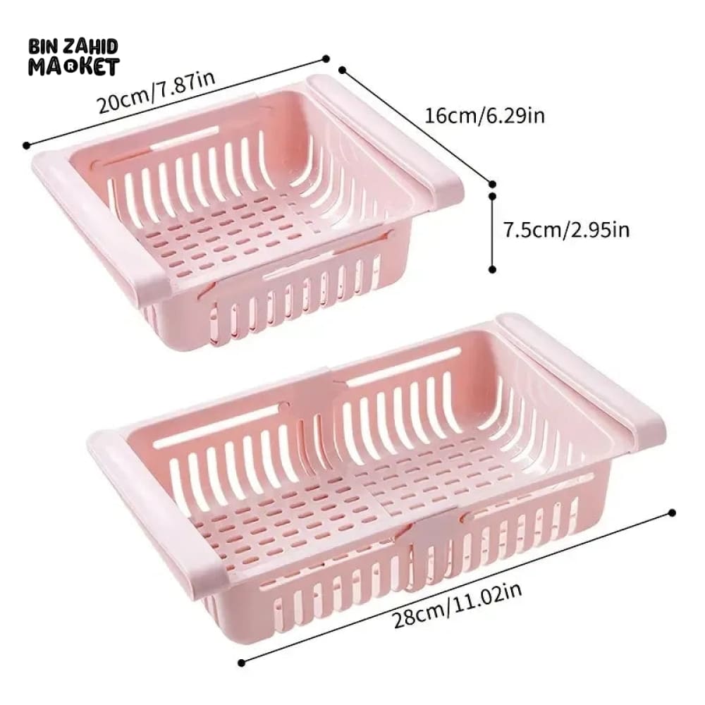 ADJUSTABLE FRIDGE STORAGE BASKET