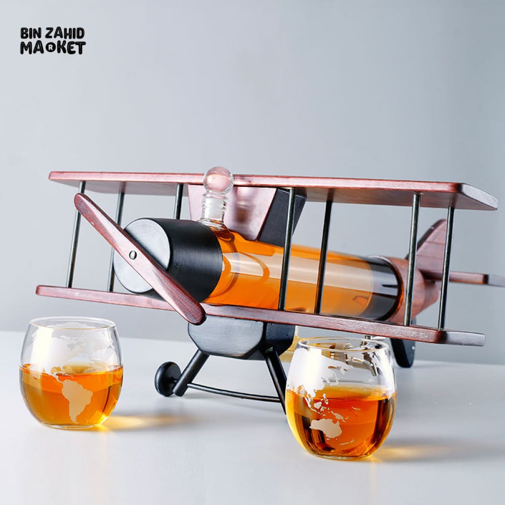 AIRPLANE DECANTER SET – INCLUDES DECANTER & 2 GLASSES