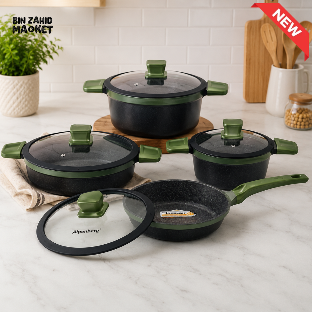 ALPENBERG 8-PIECE NONSTICK COOKWARE SET WITH GLASS LIDS