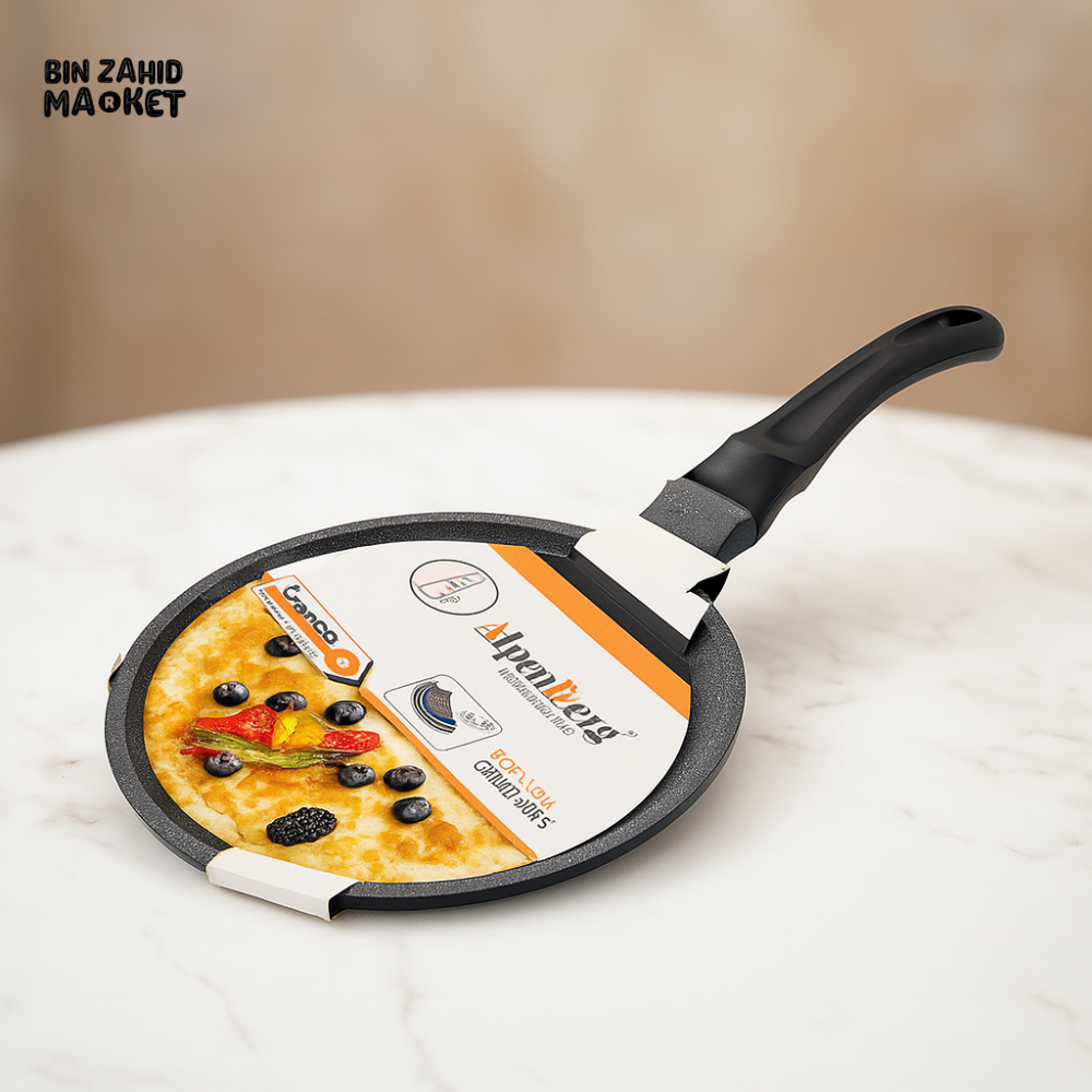 ALPENBERG NON-STICK CREPE PAN – MARBLE COATED FLAT TAWA WITH ERGONOMIC HANDLE - KC85