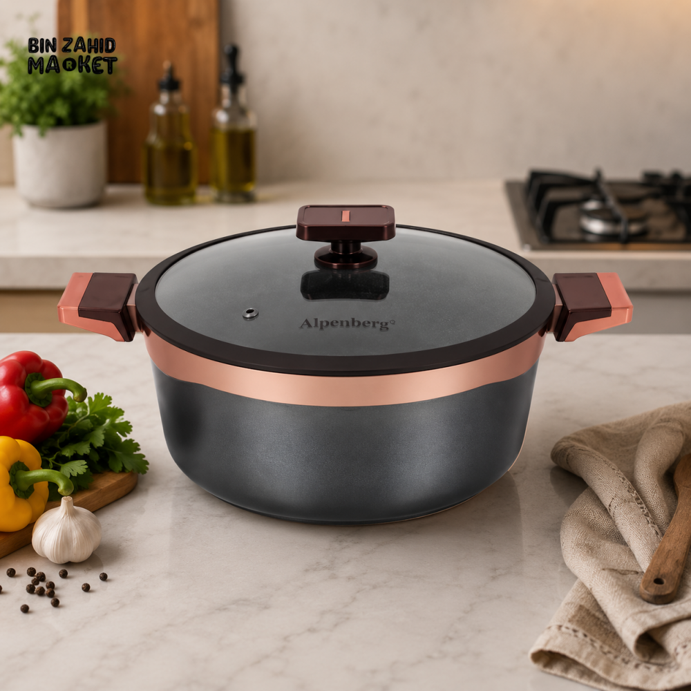 ALPENBERG 28 CM NONSTICK CASSEROLE WITH GLASS LID