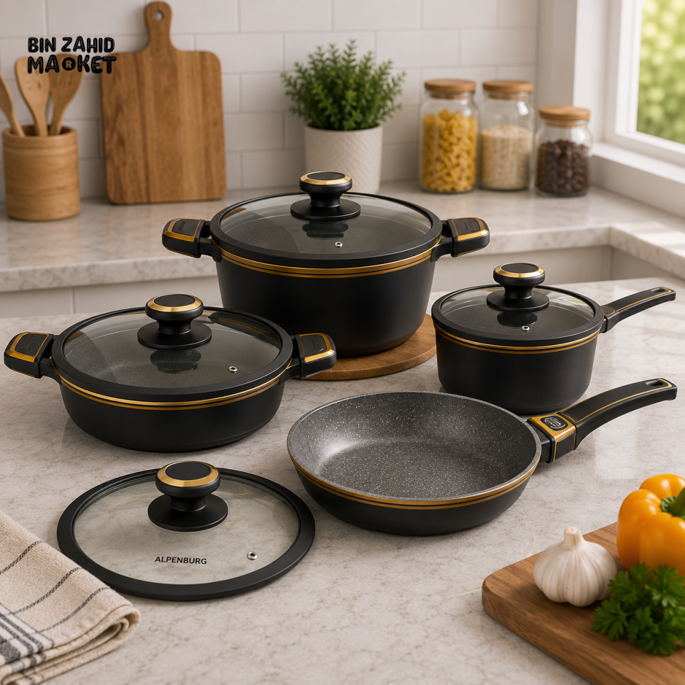 ALPENBURG DIE-CAST NONSTICK COOKWARE SET - 7 PIECE SET