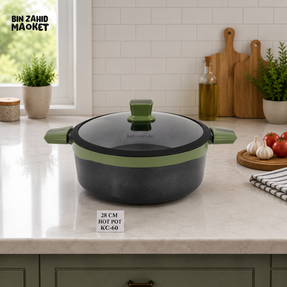 ALPENBURG NON-STICK CASSEROLE HOT POT WITH GLASS LID | 28 CM