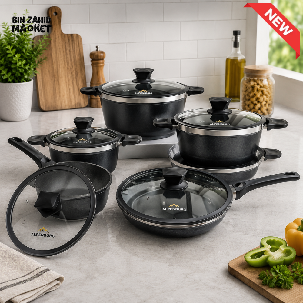 ALPENBURG NON-STICK COOKWARE SET - 12 PIECE SET