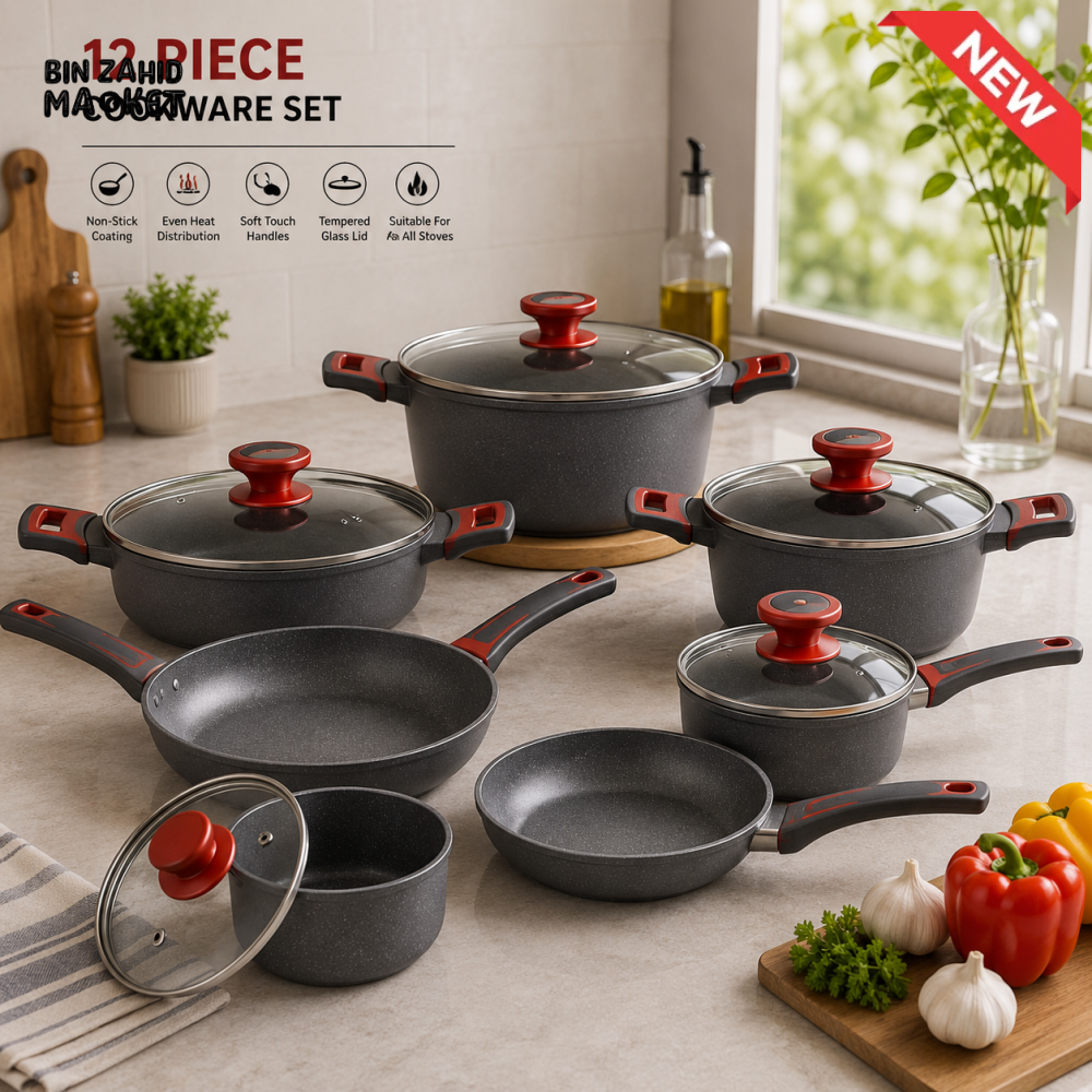 ALPENBURG NON-STICK COOKWARE SET - 12 PIECE SET