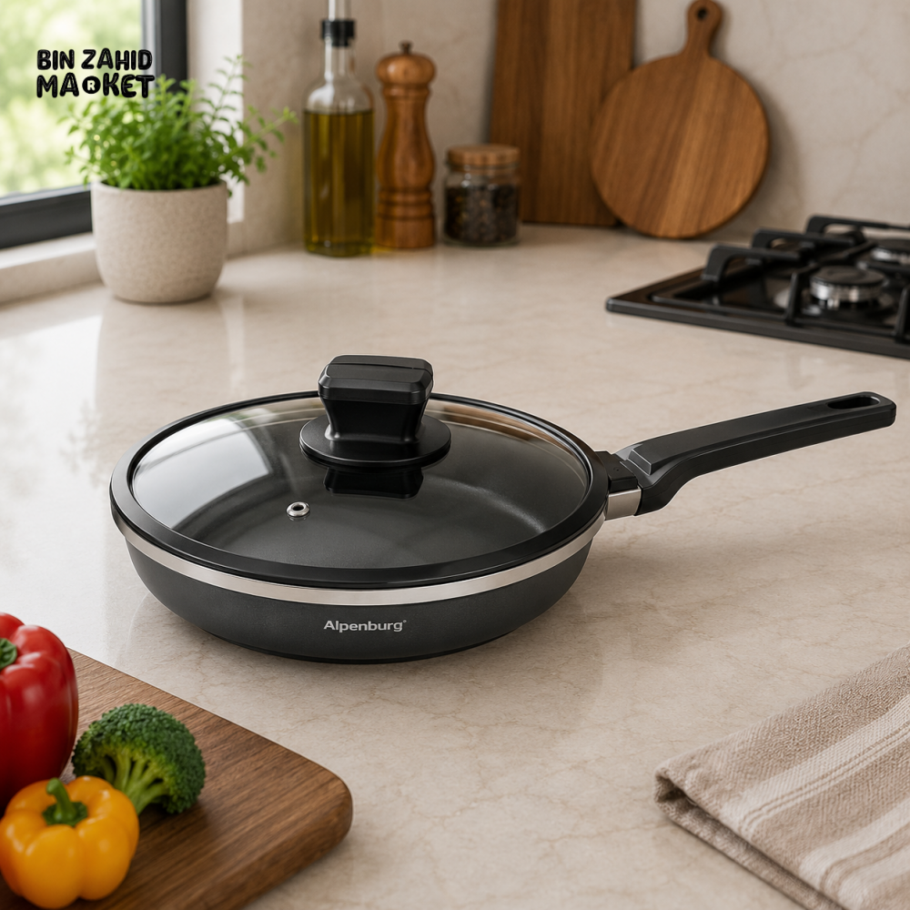 ALPENBURG NON-STICK FRY PAN WITH GLASS LID - 24 CM