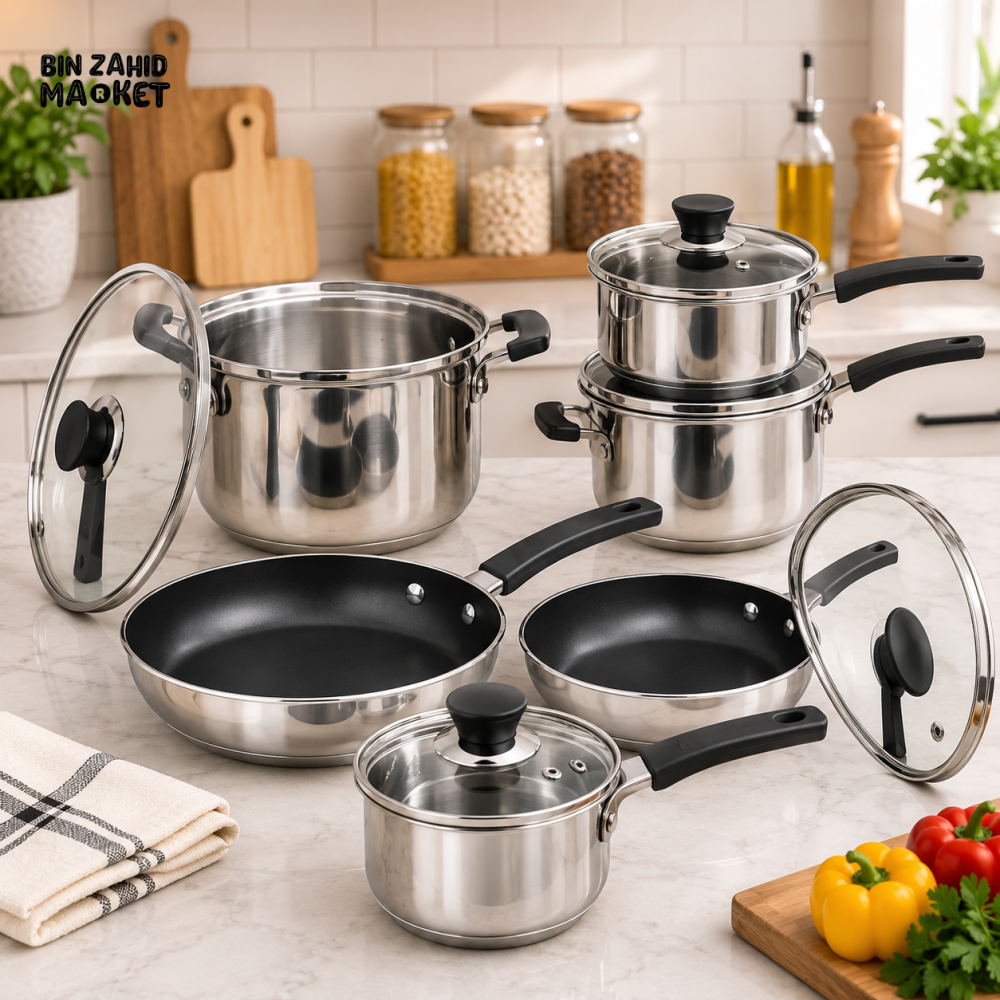ALPENBURG STAINLESS STEEL COOKWARE SET - 12 PIECE SET