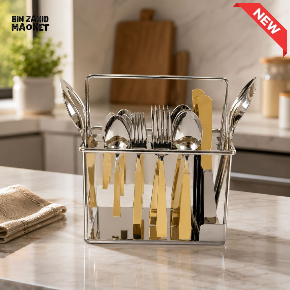 ALPENBURG STAINLESS STEEL CUTLERY HOLDER | KITCHEN UTENSIL ORGANIZER - 17/12/20 CM