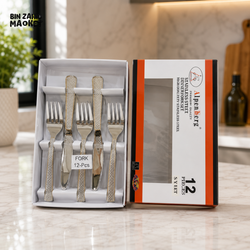 ALPENBURG STAINLESS STEEL DINNER FORK SET -12 PIECE