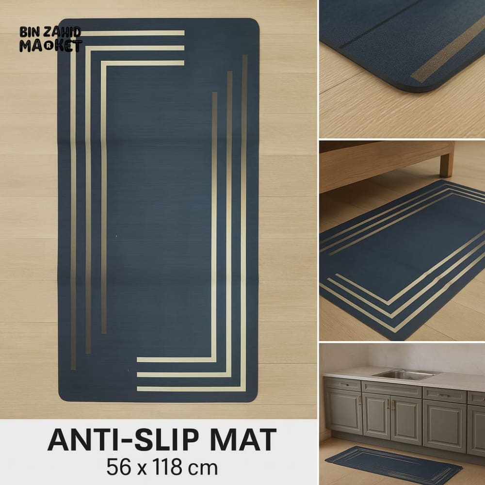 ANTI FATIGUE KITCHEN FLOOR MAT – LUXURY NON SLIP WATERPROOF COMFORT RUG WITH GOLD GEOMETRIC DESIGN