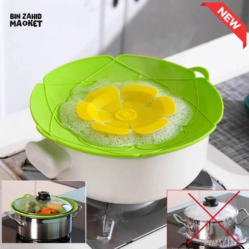 ANTI-SPILL POT LID WITH OVERFLOW STOPPER – MULTIPURPOSE KITCHEN COOKING ACCESSORY