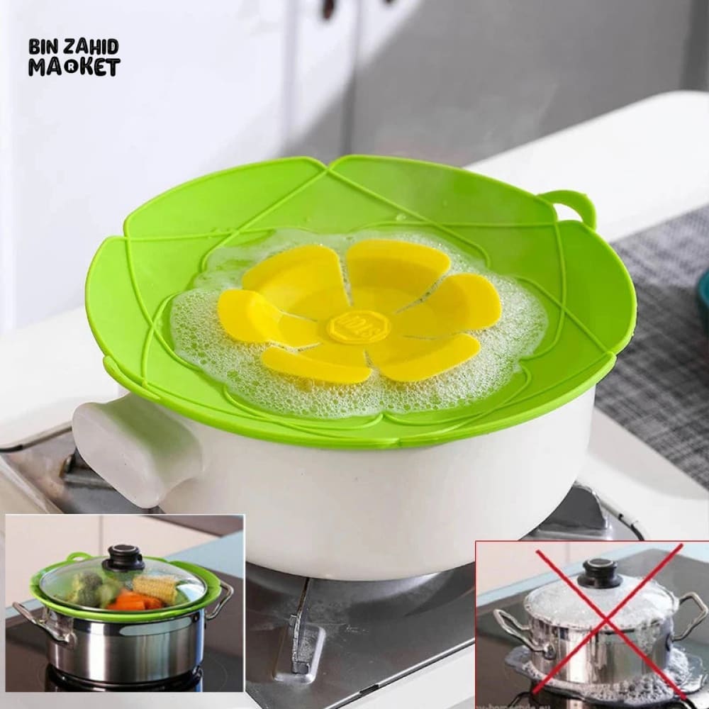 ANTI-SPILL POT LID WITH OVERFLOW STOPPER – MULTIPURPOSE KITCHEN COOKING ACCESSORY