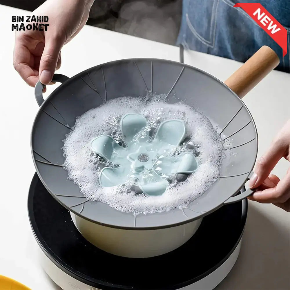 ANTI-SPILL POT LID WITH OVERFLOW STOPPER – MULTIPURPOSE KITCHEN COOKING ACCESSORY