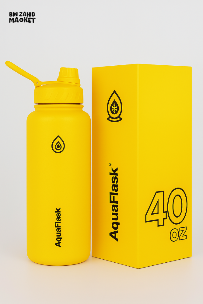AQUAFLASK 40OZ WIDE MOUTH WATER BOTTLE DOUBLE WALL VACUUM INSULATED LEAK-PROOF & BPA-FREE - LEMON SLUSH
