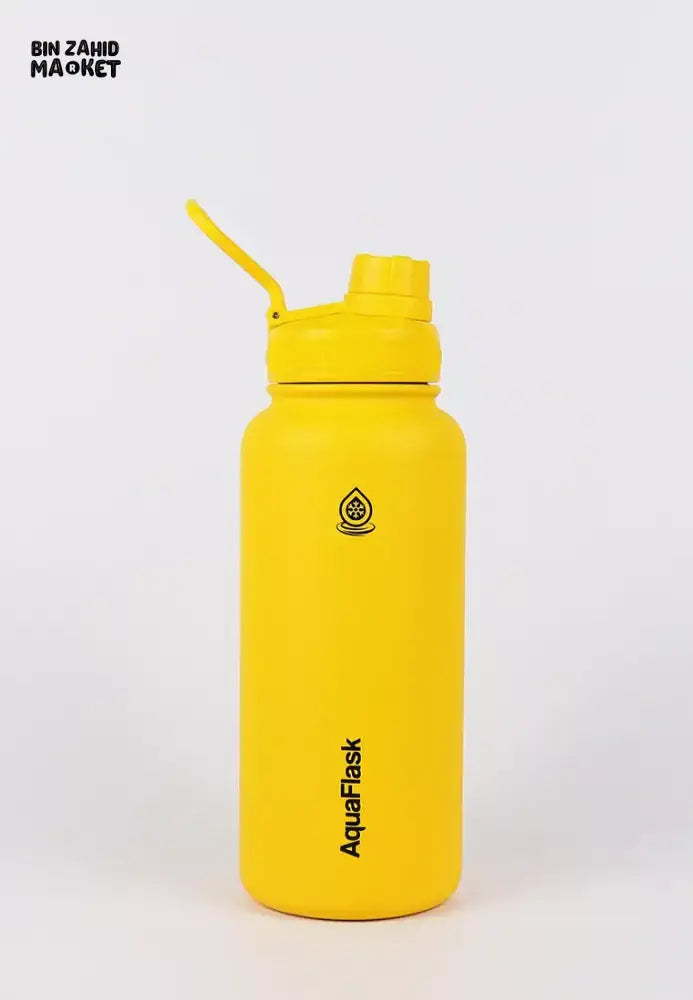 AQUAFLASK 40OZ WIDE MOUTH WATER BOTTLE DOUBLE WALL VACUUM INSULATED LEAK-PROOF & BPA-FREE - LEMON SLUSH