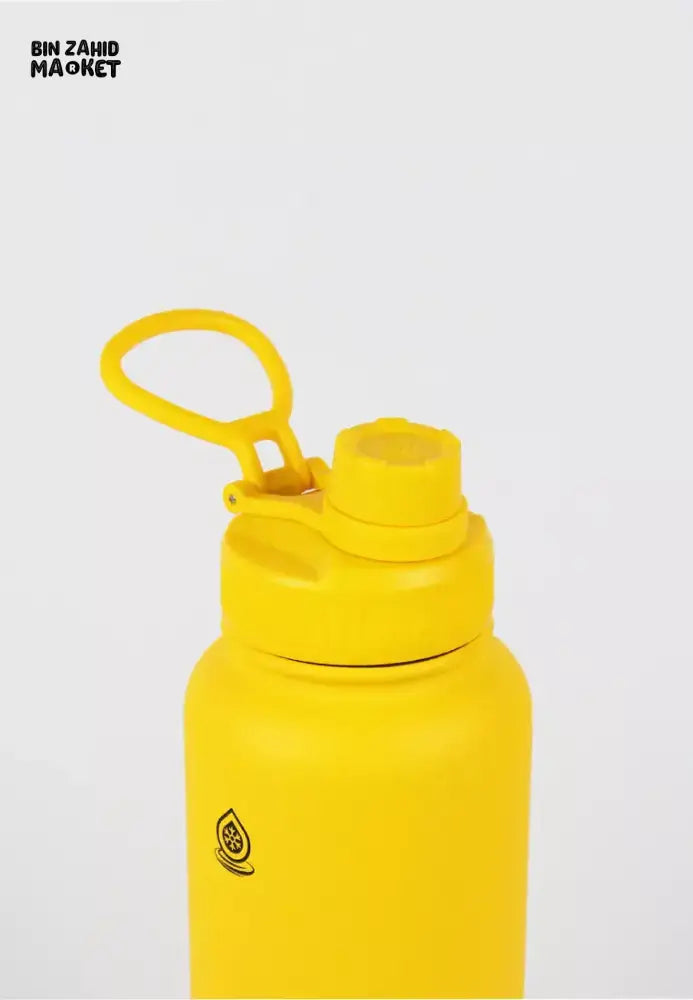 AQUAFLASK 40OZ WIDE MOUTH WATER BOTTLE DOUBLE WALL VACUUM INSULATED LEAK-PROOF & BPA-FREE - LEMON SLUSH