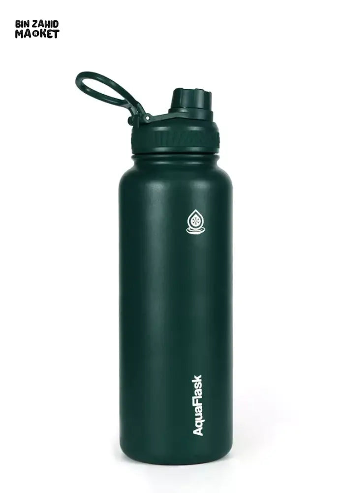 AQUAFLASK 40OZ WIDE MOUTH WATER BOTTLE DOUBLE WALL VACUUM INSULATED LEAK-PROOF & BPA-FREE - MOSS GREEN