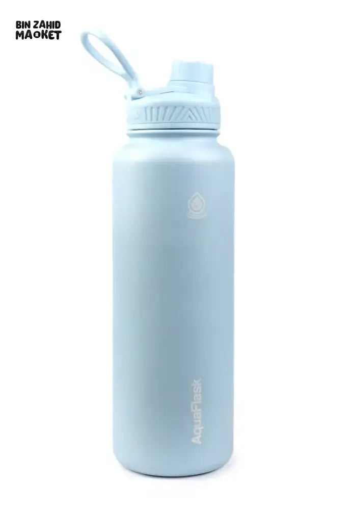 AQUAFLASK 40OZ WIDE MOUTH WATER BOTTLE DOUBLE WALL VACUUM INSULATED LEAK-PROOF & BPA-FREE - POWDER BLUE
