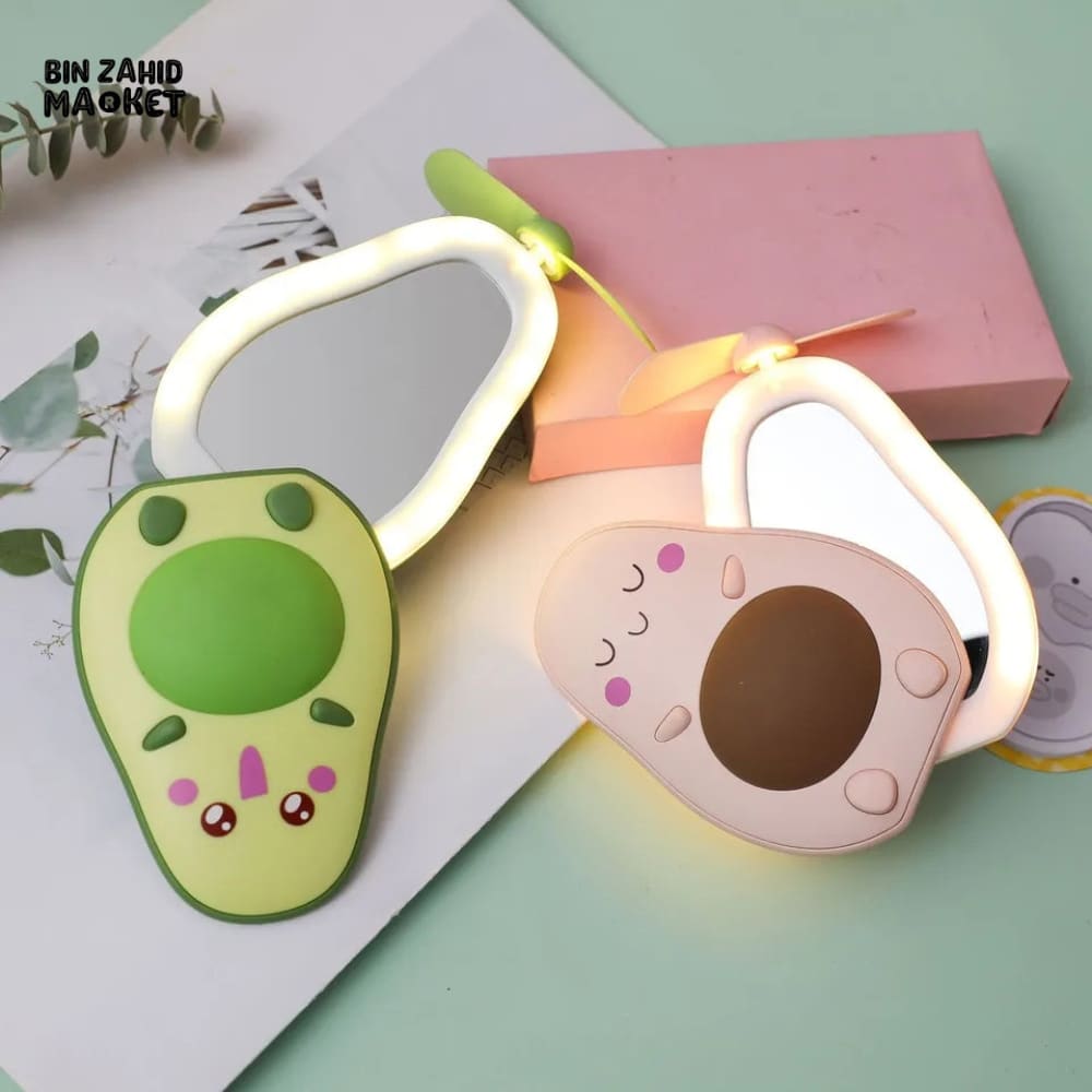 AVACADO SHAPE PORTABLE MINI FAN WITH MIRROR