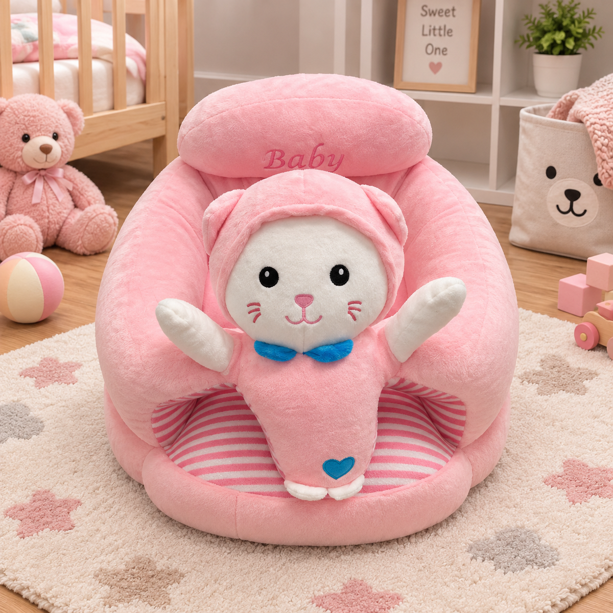 CAT DESIGN PLUSH BABY SOFA SEAT WITH CUSHIONED SUPPORT