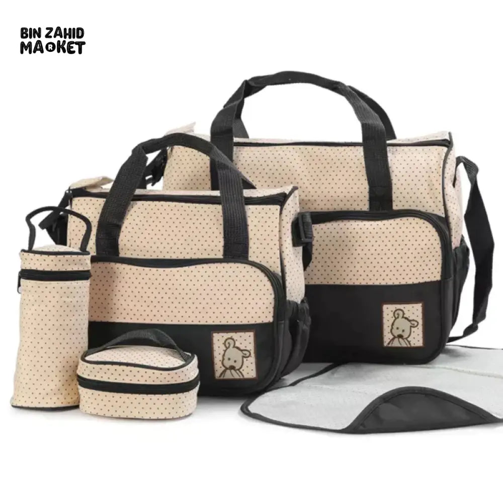 BABY 5 PIECES DIAPER BAG SET Black